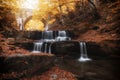 Waterfall under stone bridge in Rhodope mountain near Sitovo village, Plovdiv region, Bulgaria, Euro Royalty Free Stock Photo