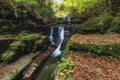 Waterfall under stone bridge in Rhodope mountain near Sitovo village, Plovdiv region, Bulgaria, Euro Royalty Free Stock Photo