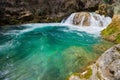 Waterfall in Urederra natural park, Navarre, Spain. Royalty Free Stock Photo