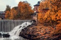 Waterfall in Vanhankaupunginkoski, Helsinki, Finland, autumn.