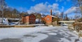 Waterfall in Vanhankaupunginkoski and old power station, Helsinki Royalty Free Stock Photo