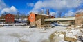 Waterfall in Vanhankaupunginkoski and old power station, Helsinki Royalty Free Stock Photo