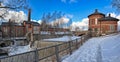 Waterfall in Vanhankaupunginkoski and old power station, Helsinki Royalty Free Stock Photo