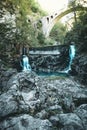 Waterfall at the Vintgar gorge, beauty of nature, with river Radovna flowing through, near Bled, Slovenia