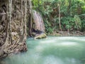 The waterfall with water levels declines due to warming temperature Royalty Free Stock Photo