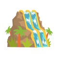 Waterfall water slides, aquapark equipment cartoon vector Illustration