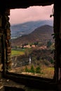 The waterfall in the window Castiglionecllo Royalty Free Stock Photo