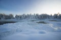 Waterfall, winter in Lapland, Sweden, Norrbotten Royalty Free Stock Photo