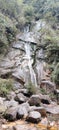 Waterfall wonderfull waterfalls while heading towards silkroute Sikkim between a dence mountain forest Royalty Free Stock Photo