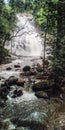 Waterfall in the wooded forest .no people.beautiful view of a waterfall cascading down a rocky outcrop in a wooded forest.water Royalty Free Stock Photo