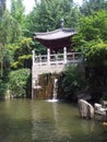 Waterfall in the yard of small goose pagoda