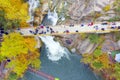 Waterfall Yaremche autumn drone Royalty Free Stock Photo