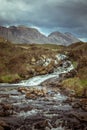 Waterfalls of Abhainn Gleann Leireag with Quinag Royalty Free Stock Photo