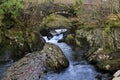 Waterfalls on the Afon Llugwy at Pont Cyfyng bridge Royalty Free Stock Photo