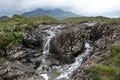 Waterfalls at Allt Dearg Mor river near Sligachan in Isle of Skye, Scotland Royalty Free Stock Photo
