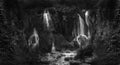 Waterfalls in black and white