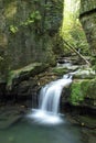 Waterfalls and cascades of the river Satina in the Moravian Beskydy Mountains Royalty Free Stock Photo