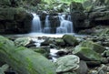 Waterfalls and cascades of the river Satina in the Moravian Beskydy Mountains