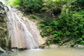 Waterfalls Caucasus. Mountain landscapes. Green meadows. Mountain peaks. The road to the mountains. Mountain roads.