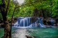 Waterfalls, emerald green water