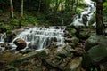 Waterfalls flowing down from the stream at `Mae Kampong` waterfall in Chiangmai, Thailand