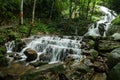 Waterfalls flowing down from the stream at `Mae Kampong` waterfall in Chiangmai, Thailand