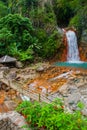 Waterfalls, huge rocks, bridge, Philippines. Valencia, island Negros.