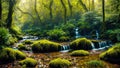 Waterfalls, Jungles, Ponds, and Trees in a Picturesque Landscape from Dusk to Dawn