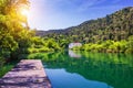 Waterfalls Krka, National Park, Dalmatia, Croatia. View of Krka National Park, Roski Slap location, Croatia, Europe. Beautiful