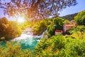 Waterfalls Krka, National Park, Dalmatia, Croatia. View of Krka National Park, Roski Slap location, Croatia, Europe. Beautiful