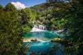 Waterfalls Krka National Park, Nature landscape in Dalmatia, Croatia near Sibenik