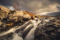 Waterfalls on mountain stream. Autumn in Sylan mountains in Norw Royalty Free Stock Photo