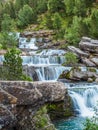 Waterfalls in Ordesa and monte perdido national park in Pyrenees range in Spain, Huesca, gradas Soaso vertical