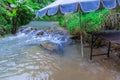waterfalls in Phangna province in Thailand. Silky smooth running water nice brown rocks Royalty Free Stock Photo