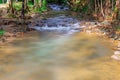 waterfalls in Phangna province in Thailand. Silky smooth running water nice brown rocks Royalty Free Stock Photo