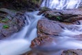 waterfalls in Phangna province in Thailand. Silky smooth running water nice brown rocks Royalty Free Stock Photo