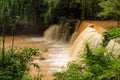 Waterfalls during the rainy season The red soil.