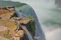 Waterfalls small and large with rocks and flowers Royalty Free Stock Photo