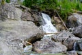 Waterfalls at stream Studeny potok in High Tatras mountains during summer, Slovakia Royalty Free Stock Photo