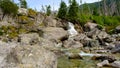 Waterfalls at stream Studeny potok in High Tatras mountains during summer, Slovakia Royalty Free Stock Photo