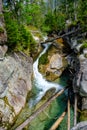 Waterfalls at stream Studeny potok in High Tatras mountains during summer, Slovakia Royalty Free Stock Photo