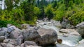 Waterfalls at stream Studeny potok in High Tatras mountains during summer, Slovakia Royalty Free Stock Photo