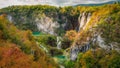 Waterfalls and streams in Plitvice Lakes National Park in autumn, Croatia Royalty Free Stock Photo