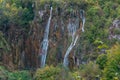 Waterfalls and streams in Plitvice Lakes National Park in autumn, Croatia Royalty Free Stock Photo