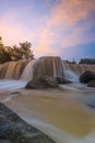 Waterfalls at sunsets curug parigi Royalty Free Stock Photo