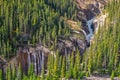 Waterfalls in Sunwapta Valley, view from Glacier Skywalk in Jasper National Park, Rocky Mountains, Alberta Canada Royalty Free Stock Photo