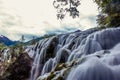 Waterfalls and Trees in Jiuzhaigou Valley, Sichuan, China Royalty Free Stock Photo