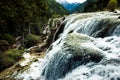 Waterfalls and Trees in Jiuzhaigou Valley, Sichuan, China Royalty Free Stock Photo