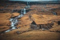 Waterfalls in the village of Saksun on the Faroe islands