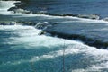 Waterfalls on wide river